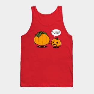 Funny Cute Kawaii Halloween Pumpkin Carving Original Autumn Fall Cartoon Tank Top